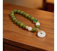 Natural Stone Green Tourmaline Bracelet Four Leaf Clover