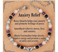 Natural Stone Healing Crystal Bracelets for Women, Gemstone Triple Protection Anxiety Relief New Begin Good Luck Daily Wear Bracelet, Jewelry Gift for Birthday Christma Presents for Girls and mom