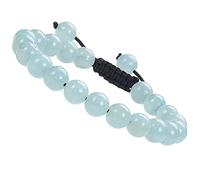Natural Stone Healing Power Crystal Beads Unisex Adjustable Macrame Beaded Luxury Friendship Bracelets 8mm for Women Men-Aquamarine
