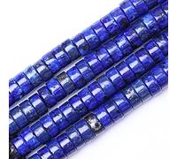 Natural Stone Heishi Beads for Necklace Making, 4mm x 6mm Small Flat Round Stone Loose Heishi Disc Gemstone Beads for Jewelry Making Craft Bracelet Earrings Necklace - Lapis Lazuli