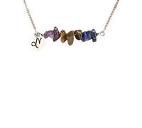 Natural Stone Horoscope Necklace For Women Men Natural Gemstone Chip Beads Zodiac Pendant Necklace Irregular Crushed Crystal Jewelry For Birthday Gift Capricorn