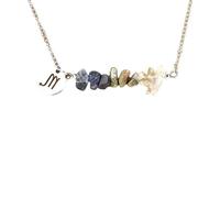 Natural Stone Horoscope Necklace For Women Men Natural Gemstone Chip Beads Zodiac Pendant Necklace Irregular Crushed Crystal Jewelry For Birthday Gift Scorpio