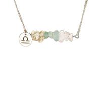 Natural Stone Horoscope Necklace For Women Men Natural Gemstone Chip Beads Zodiac Pendant Necklace Irregular Crushed Crystal Jewelry For Birthday Gift Libra