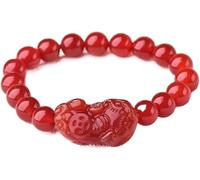 Natural Stone, Lucky One Ancient Coin Charm Natural Red Agate Balance Red Beaded Vacation Jewelry Wealth Amulet Attract Money Prosperity Luck,8mm