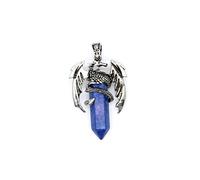 Natural stone men's flying dragon pendant hexagonal column necklace red aventurine red stone personality unisex all-match summer jewelry - 1 piece Lapis lazuli One Size