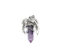 Natural stone men's flying dragon pendant hexagonal column necklace red aventurine red stone personality unisex all-match summer jewelry - 1 piece Amethyst One Size