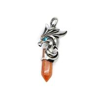 Natural stone men's horse pendant hexagonal column necklace amethyst blue sandstone personality unisex all-match summer jewelry - 1 piece Red aventurine One Size