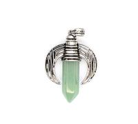 Natural stone men's ox horn pendant hexagonal column necklace obsidian amethyst personality unisex all-match summer jewelry - 1 piece Green aventurine One Size