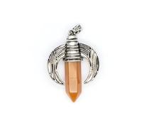 Natural stone men's ox horn pendant hexagonal column necklace obsidian amethyst personality unisex all-match summer jewelry - 1 piece Red aventurine One Size