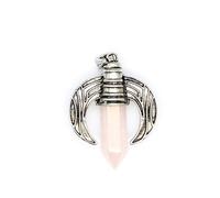 Natural stone men's ox horn pendant hexagonal column necklace obsidian amethyst personality unisex all-match summer jewelry - 1 piece Pink quartz One Size