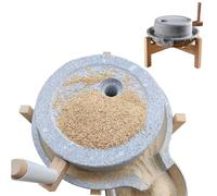 Natural Stone Mill, Dry/Wet Grain Mill Machine with Wooden Frame, Natural Stone Grinding Wheat Flour, Barley, Sesame, Beans(35 x 45 cm (13 3/4 x 17 3/4"))