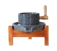 Natural Stone Mill Grinder,Stone Grain Mill for Flour,Classic Grain Mill with Hand Crank,with Solid Wood Base,for Homes and Restaurants(20cm/7.9in)