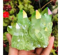 Natural Stone Natural crystal quartz flame aura quartz crystal cluster ore Gift(Light Green,260-310g)