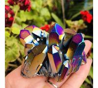 Natural Stone Natural crystal quartz flame aura quartz crystal cluster ore Gift(Light Grey,210-240g)