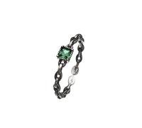 Natural Stone Open Adjustable Ring Vintage Square Emerald Ring Fashion 925 Sterling Silver Chain Band Dainty Jewelry Accessories Gifts For Women