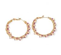 Natural Stone Pearl Hoop Earrings Crystal Chip Beads Gold Color Wire Wrapped Earring for Women Statement Jewelry Party Wall light