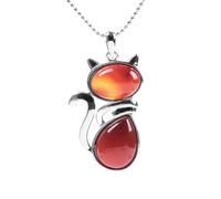 Natural Stone Pendant Cat Pendants Suspension, Animal Cat Jewelry Necklac, Amethyst Tiger Eye Green Aventurine Pink Crystal Jewelry Necklaces