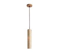 Natural Stone Pendant Light Wood Hainging Light Kit Retro Mini Pendant Lamp Nordic Cylinder Yellow Travertine Shade Pendant Lighting for Kitchen Island Dining Tables Bedroom