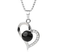 Natural Stone Pendant Necklace For Women,Black Onyx Natural Stone Pendants Hand-Engraved Love Gemstone Pendant Necklaces Women Jewelry present For Wife Girlfriend Friend