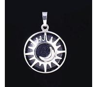 Natural Stone Pendant Necklace For Women,Blue Sandstone Stone Necklace Sliver Hollow Moon Sun Wire Wrapped Pendants Gemstone Pendant Necklaces Women Jewelry present For Wife Girlfriend Friend