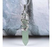 Natural Stone Pendant Necklace For Women,Natural Aventurine Stone Hexagonal Pointed Stone Pendants Handmade Sliver Dragon Wrapped Gemstone Pendant Necklaces Stone Necklace Women Jewelry present For