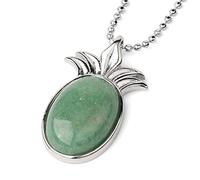 Natural Stone Pendant Necklace For Women,Natural Aventurine Stone Pendants Hand-Engraved PineGemstone Pendant Necklaces Yoga Reiki Stone Necklace Women Jewelry present For Wife Girlfriend Friend