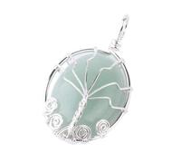 Natural Stone Pendant Necklace For Women,Natural Aventurine Stone Pendants Handmade Sliver Wire Wrapped Tree Of Life Gemstone Pendant Necklaces Women Jewelry present For Wife Girlfriend Friend