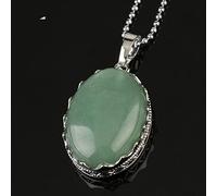 Natural Stone Pendant Necklace For Women,Natural Aventurine Stones Pendants Hand-Engraved Oval Gemstone Pendant Necklaces Yoga Reiki Stone Necklace Women Jewelry present For Wife Girlfriend Friend