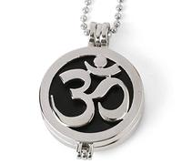 Natural Stone Pendant Necklace For Women,Natural Black Onyx Stone Necklace Sliver Yoga Om Round Endant Gemstone Pendant Necklaces Stone Pendant Natural Women Jewelry present For Wife Girlfriend Friend