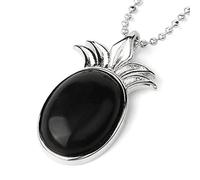 Natural Stone Pendant Necklace For Women,Natural Black Onyx Stone Pendants Hand-Engraved PineGemstone Pendant Necklaces Yoga Reiki Stone Necklace Women Jewelry present For Wife Girlfriend Friend