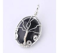 Natural Stone Pendant Necklace For Women,Natural Black Onyx Stone Pendants Handmade Sliver Wire Wrapped Tree Of Life Gemstone Pendant Necklaces Women Jewelry present For Wife Girlfriend Friend