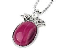 Natural Stone Pendant Necklace For Women,Natural Fuchsia Striped Agate Stone Pendants Hand-Engraved PineGemstone Pendant Necklaces Yoga Reiki Stone Necklace Women Jewelry present For Wife Girlfri