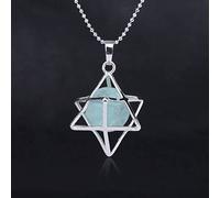 Natural Stone Pendant Necklace For Women,Natural Green Fluorite Stones Pendants Hand-Engraved Openwork Merkaba Gemstone Pendant Necklaces Yoga Reiki Stone Necklace Women Jewelry present For Wife