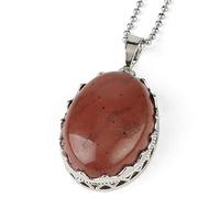 Natural Stone Pendant Necklace For Women,Natural Red Jasper Stone Pendants Hand-Engraved Oval Gemstone Pendant Necklaces Yoga Reiki Stone Necklace Women Jewelry present For Wife Girlfriend Friend