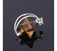 Natural Stone Pendant Necklace For Women,Natural Tiger Eye Stone Merkaba Hexagram Pendant Hand-Engraved Gemstone Pendant Necklaces Yoga Reiki Stone Necklace Women Jewelry present For Wife Girlfriend