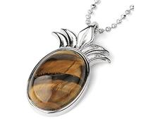 Natural Stone Pendant Necklace For Women,Natural Tiger Eye Stone Pendants Hand-Engraved PineGemstone Pendant Necklaces Yoga Reiki Stone Necklace Women Jewelry present For Wife Girlfriend Friend