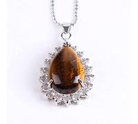 Natural Stone Pendant Necklace For Women,Natural Tiger Eye Stone Pendants Necklaces Hand-Engraved Vintage Luxurious Drop Gemstone Pendant Necklaces Yoga Reiki Stone Necklace Women Jewelry present For