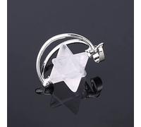 Natural Stone Pendant Necklace For Women,Natural White Crystal Stone Merkaba Hexagram Pendant Hand-Engraved Gemstone Pendant Necklaces Yoga Reiki Stone Necklace Women Jewelry present For Wife