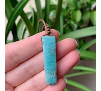 Natural Stone Pendant Raw Mineral Irregular Rectangle Quartz Pendulum Amazonite Tiger Eye Lapsi Pink Crystal Necklaces Healing