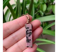 Natural Stone Pendant Raw Mineral Irregular Rectangle Quartz Pendulum Amazonite Tiger Eye Lapsi Pink Crystal Necklaces Healing