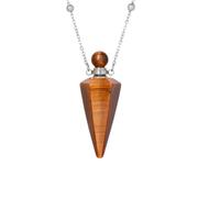 Natural Stone Perfume Bottle Necklace Healing Clear Quartz Crystal Pendant Oil Diffuser Necklace with Jar, 19cm, Stone, Agate