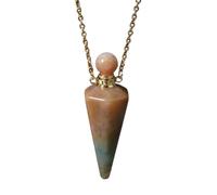 Natural Stone Perfume Bottle Necklace Healing Clear Quartz Crystal Pendant Oil Diffuser Necklace with Jar, 19cm, Stone, Agate