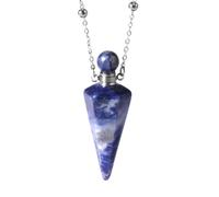 Natural Stone Perfume Bottle Necklace Healing Clear Quartz Crystal Pendant Oil Diffuser Necklace with Jar, 19cm, Stone, Agate
