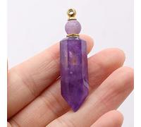 Natural Stone Perfume Bottle Pendant Charm Rose Quartz Amethyst Essential Oil Diffuser Pendant for Women,Amethyst