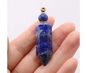 Natural Stone Perfume Bottle Pendant Charm Rose Quartz Amethyst Essential Oil Diffuser Pendant for Women,Lapis Lazuli