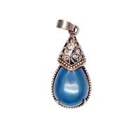 Natural stone personality retro small crystal pendant malachite red stone water drop-shaped small pendant unisex summer versatile necklace - 1 piece Blue agate One Size