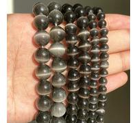 Natural Stone Pink White Moonstone Cat Eye Beads for Jewelry Making Smooth Loose Spacer Opal DIY Charm Bracelets Necklace-Gray-10mm 36pcs Beads