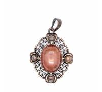 Natural Stone Retro Hollow Flower Blue Point Stone Pendant Necklace - Unique Crystal Jewelry for Women