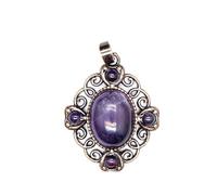 Natural Stone Retro Hollow Flower Blue Point Stone Pendant Necklace - Unique Crystal Jewelry for Women