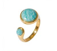 Natural Stone Round Dome Statement Open Cocktail Ring for Women Men Titanium Steel Vintage Victorian Geometric Gemstone Adjustable Stacking Wrap Band Wedding Engagement Rings Antique Healing Jewelry